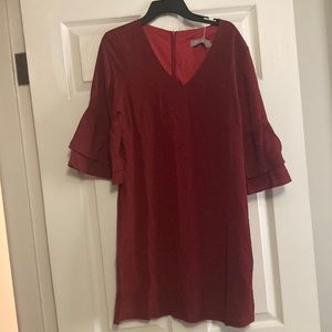 Summer Dress Sweet & Cute V-Neck Self Tie 3/4 Sleeve Casual Shift Dress